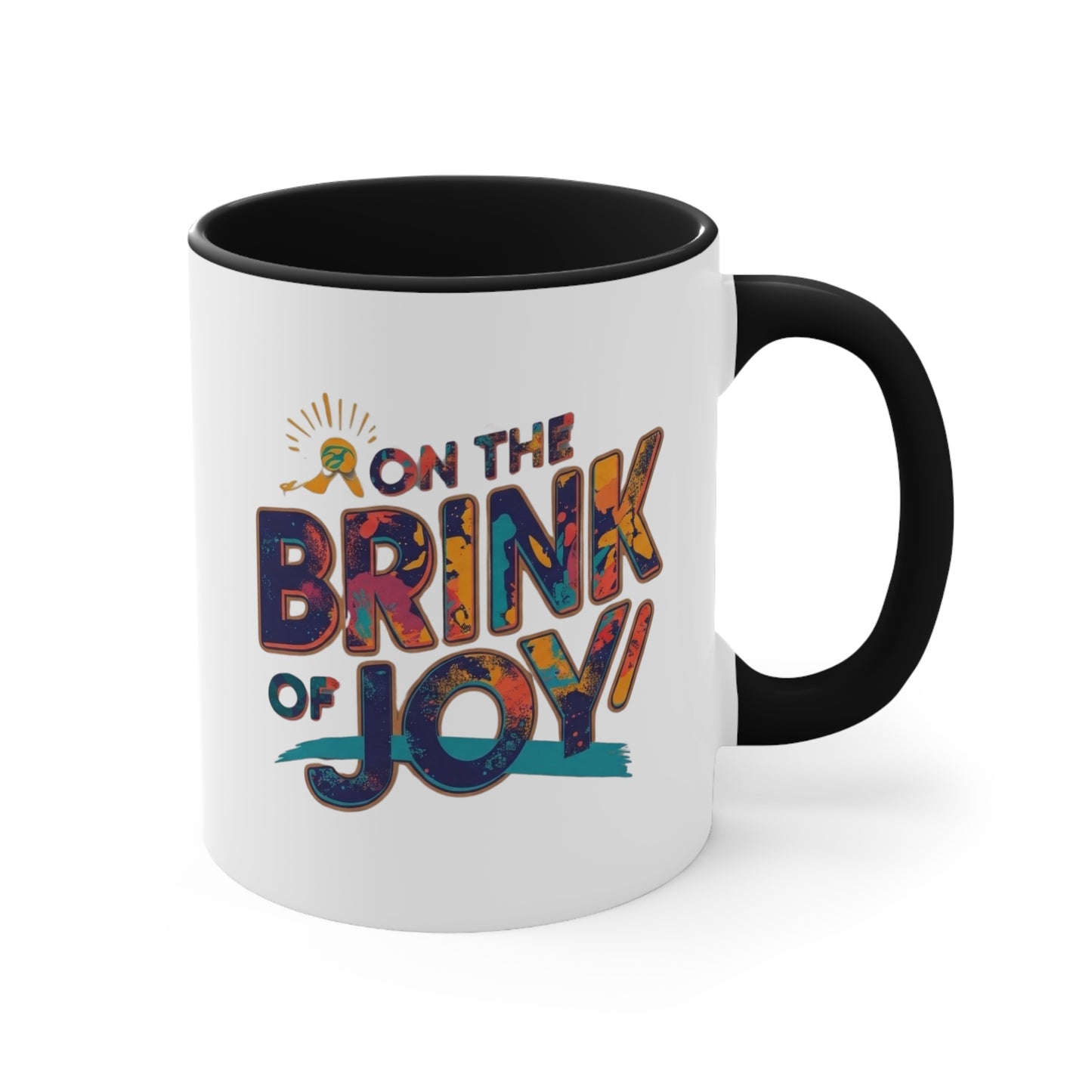 On the Brink of Joy: Abstract Accent Mug | 11oz Bold Two-Tone Inspirational Coffee Cup