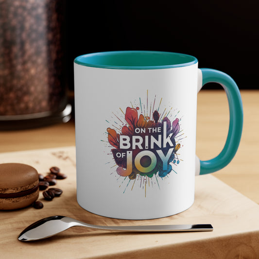 On the Brink of Joy: Splash Accent Mug | 11oz Blue and Green Inspirational Coffee Cup