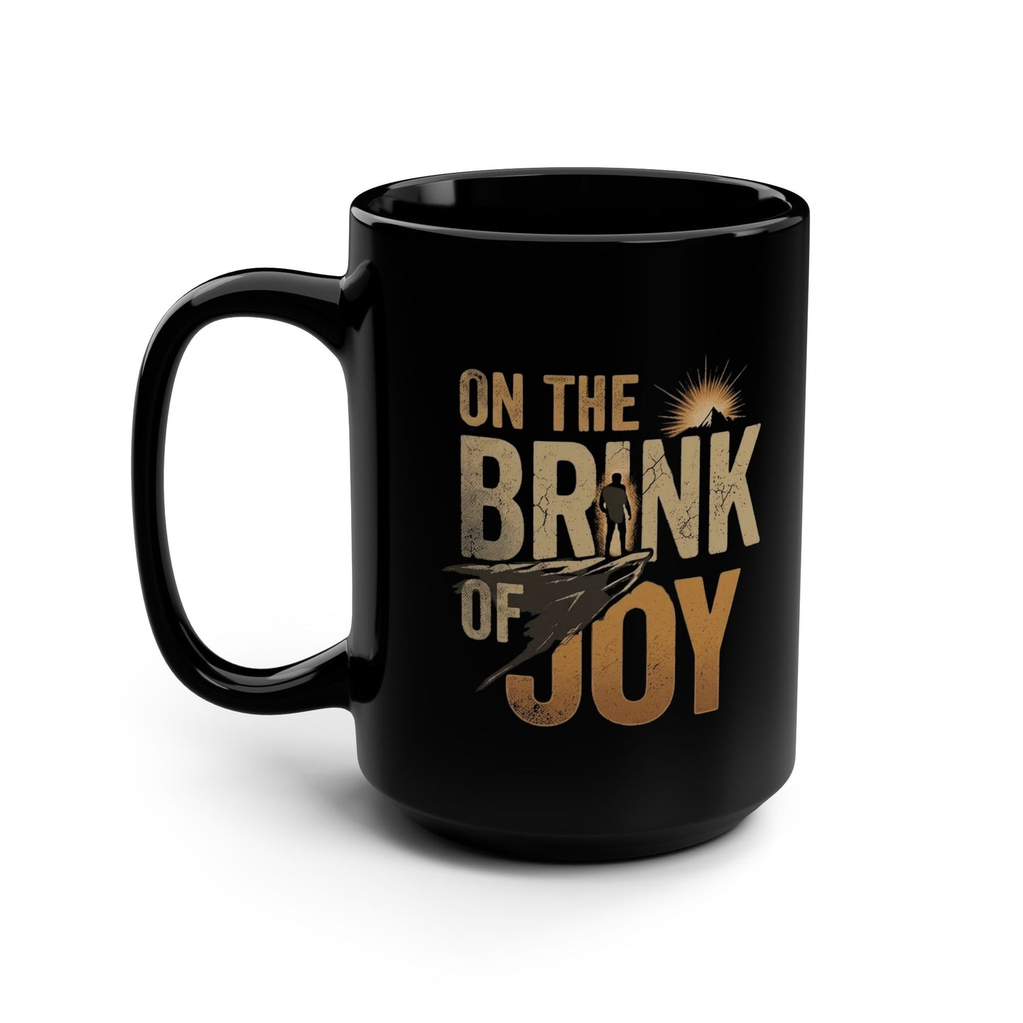 Vintage Mountain Adventure Coffee Mug | 15oz Black Ceramic Mug | On the BRINK of JOY