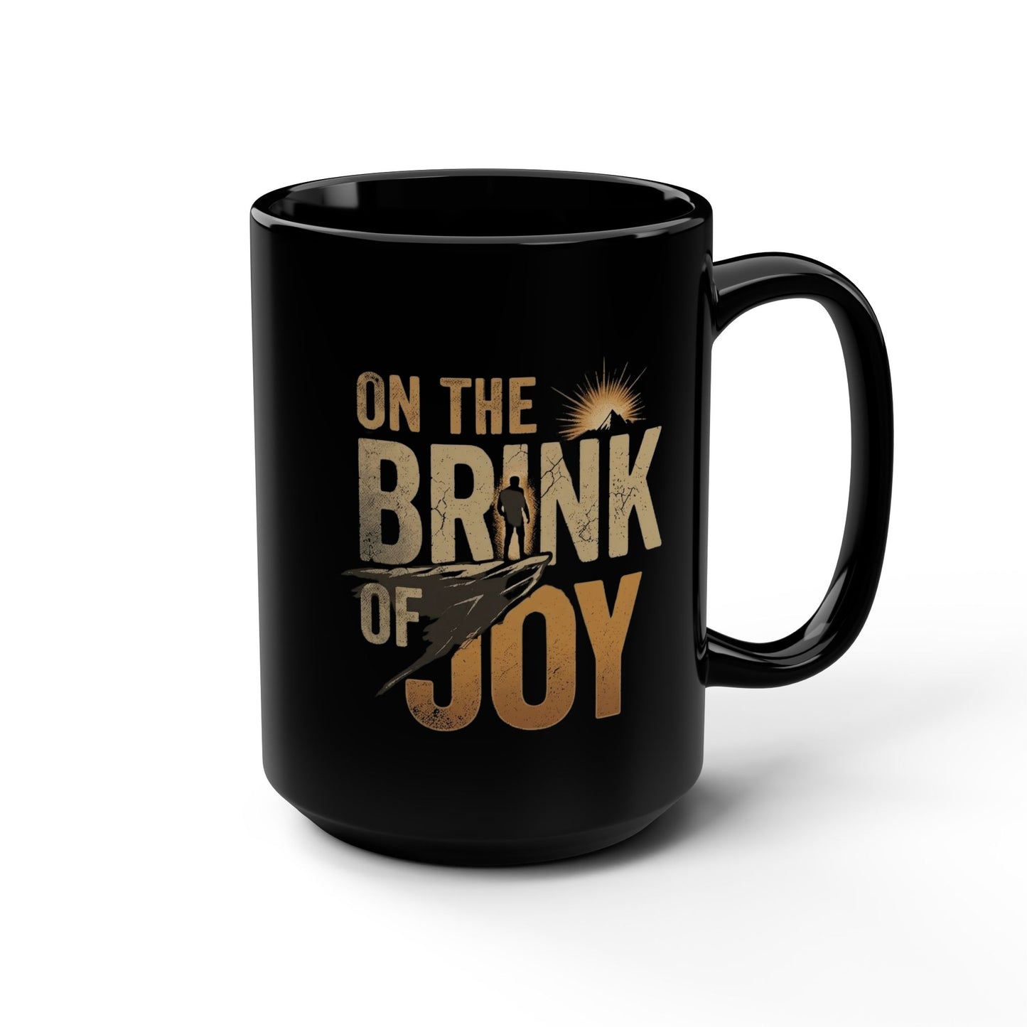 Vintage Mountain Adventure Coffee Mug | 15oz Black Ceramic Mug | On the BRINK of JOY