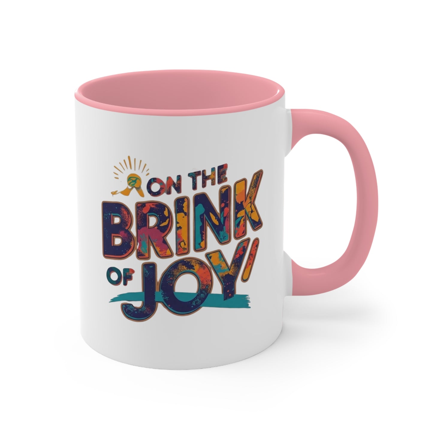 On the Brink of Joy: Abstract Accent Mug | 11oz Bold Two-Tone Inspirational Coffee Cup