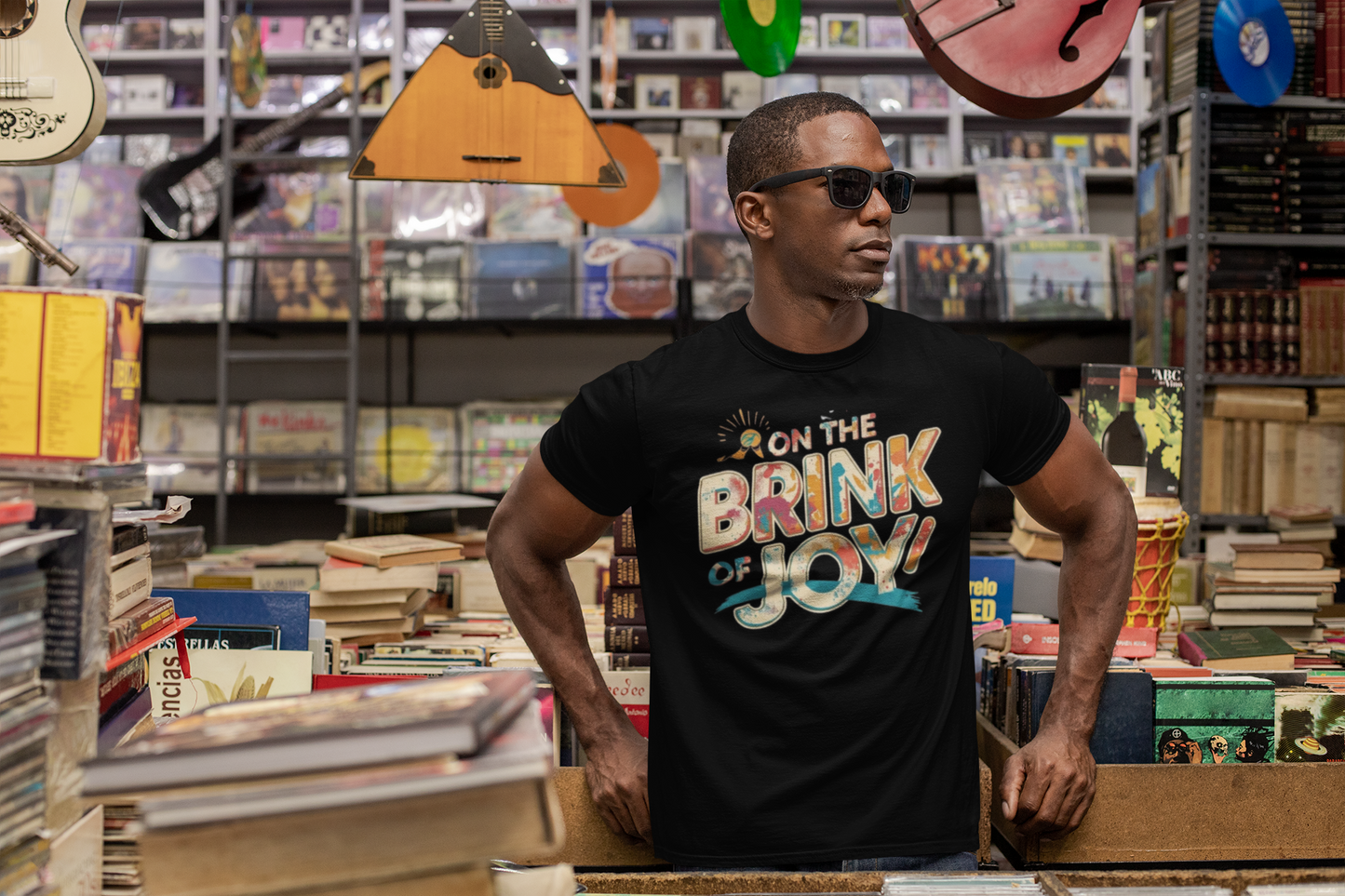 Abstract Typography Bold Tee | Artistic Paint Splatter Graphic Shirt | On the BRINK of JOY