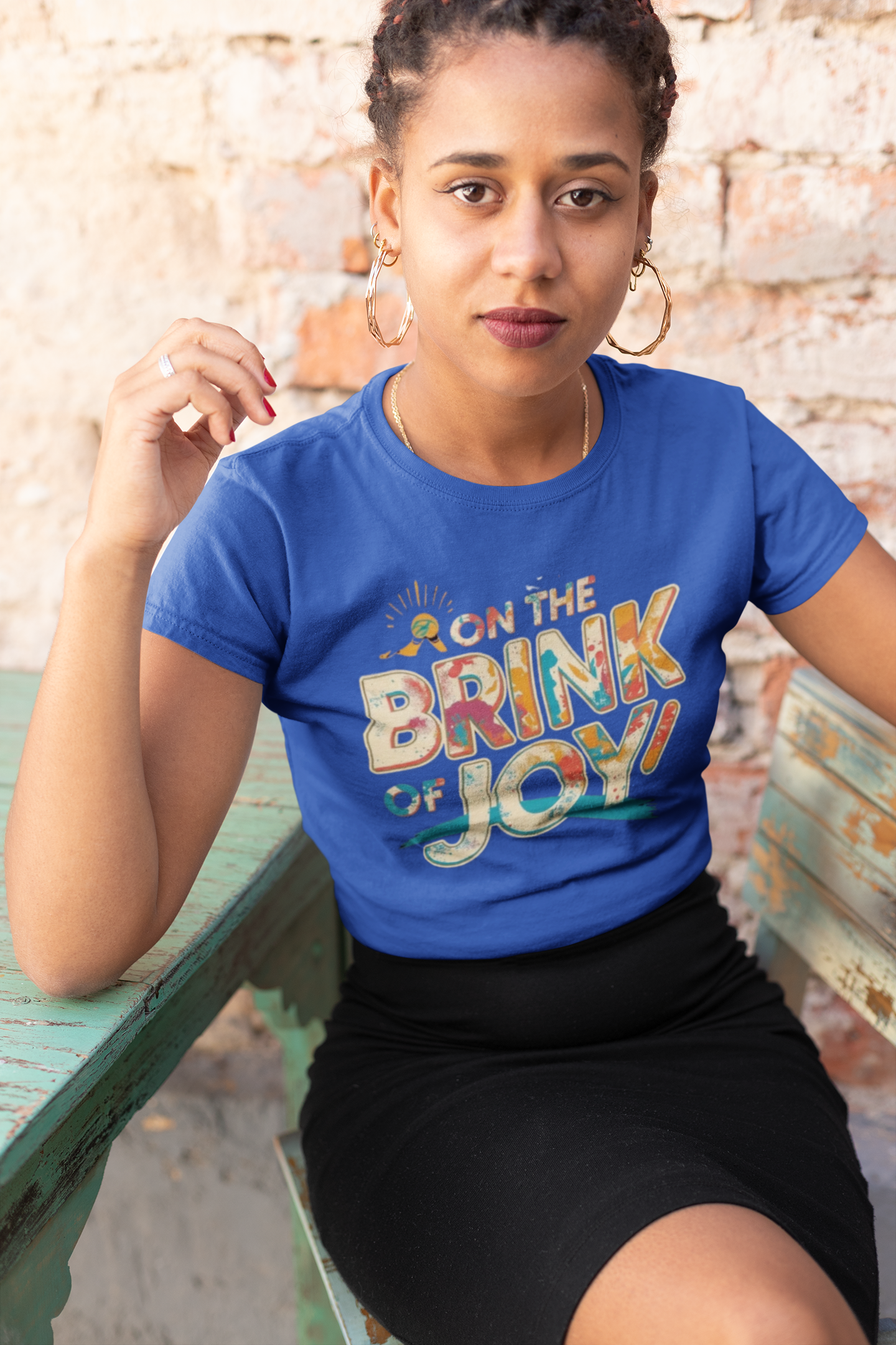 Abstract Typography Bold Tee | Artistic Paint Splatter Graphic Shirt | On the BRINK of JOY