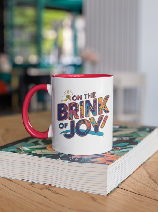 On the Brink of Joy: Abstract Accent Mug | 11oz Bold Two-Tone Inspirational Coffee Cup