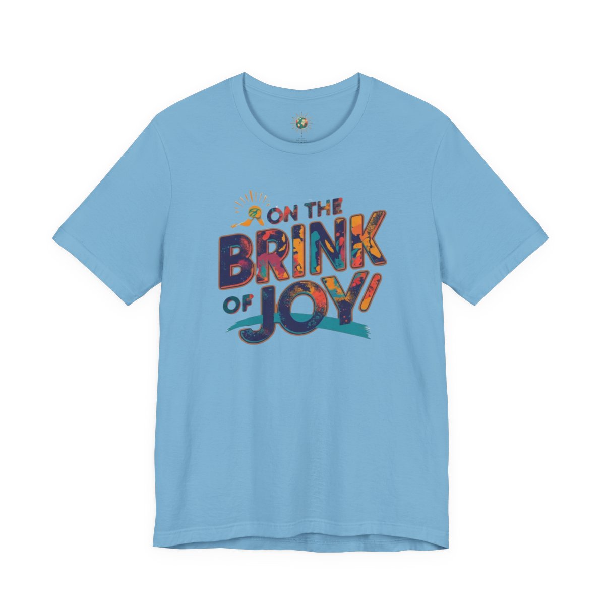 Abstract Typography Bright Tee | Artistic Paint Splatter Graphic Shirt | On the BRINK of JOY