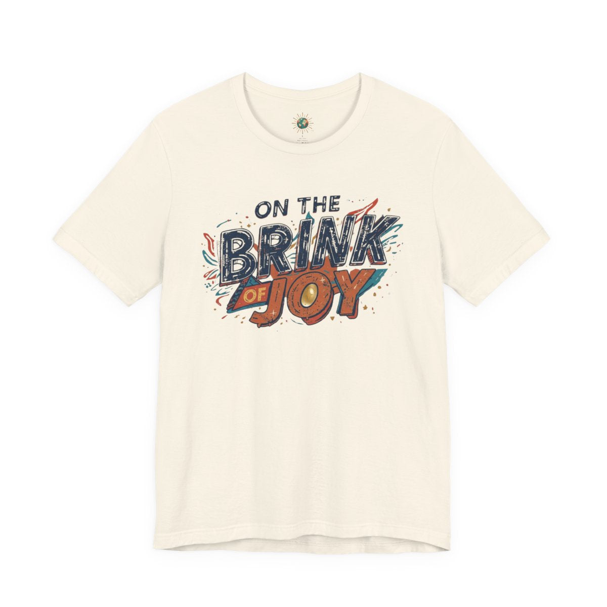 Abstract Typography Bright Tee | Distressed Retro Pop Art Graphic Shirt | On the BRINK of JOY