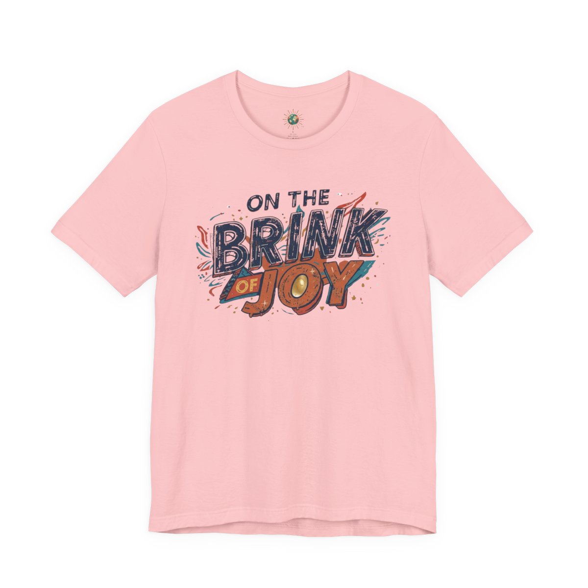 Abstract Typography Bright Tee | Distressed Retro Pop Art Graphic Shirt | On the BRINK of JOY