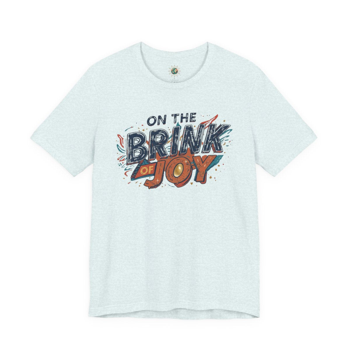 Abstract Typography Bright Tee | Distressed Retro Pop Art Graphic Shirt | On the BRINK of JOY