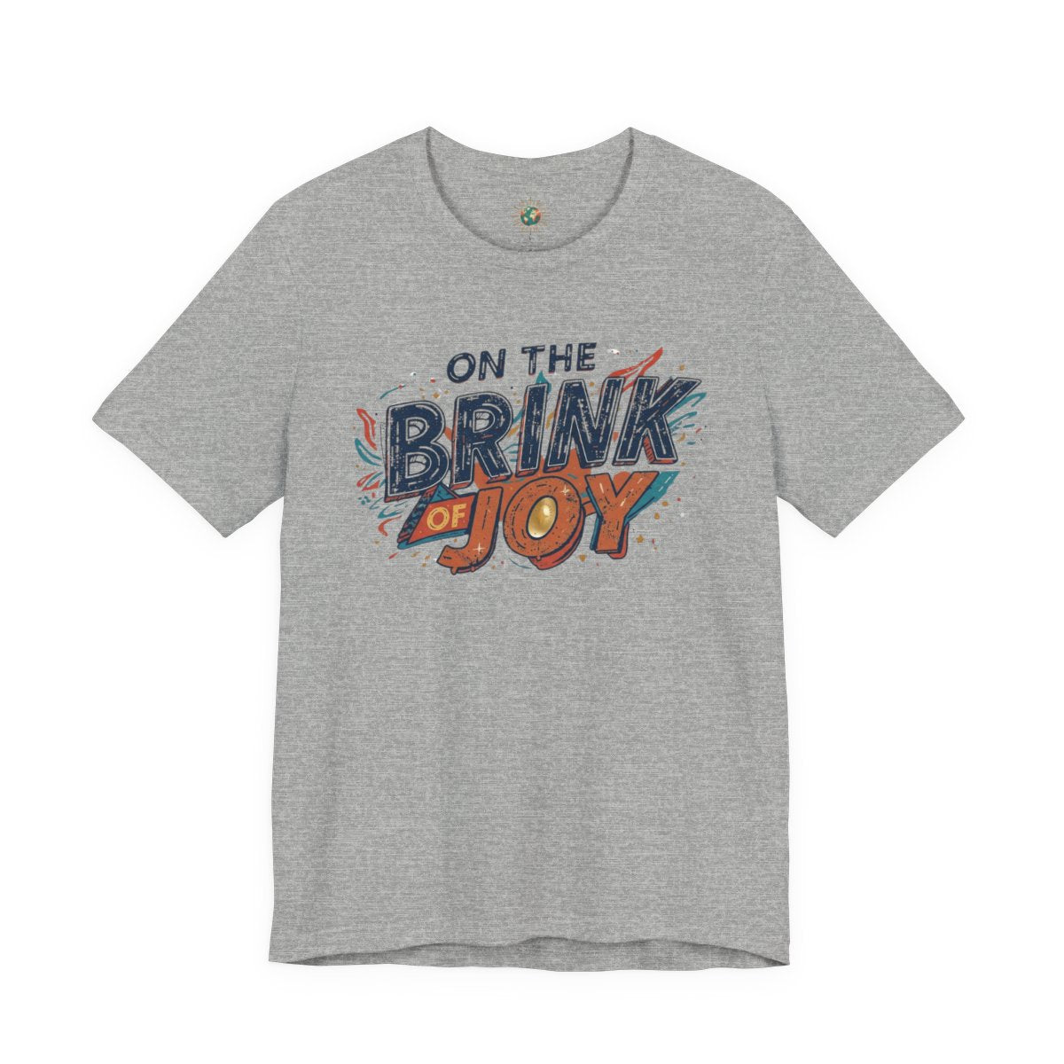 Abstract Typography Bright Tee | Distressed Retro Pop Art Graphic Shirt | On the BRINK of JOY