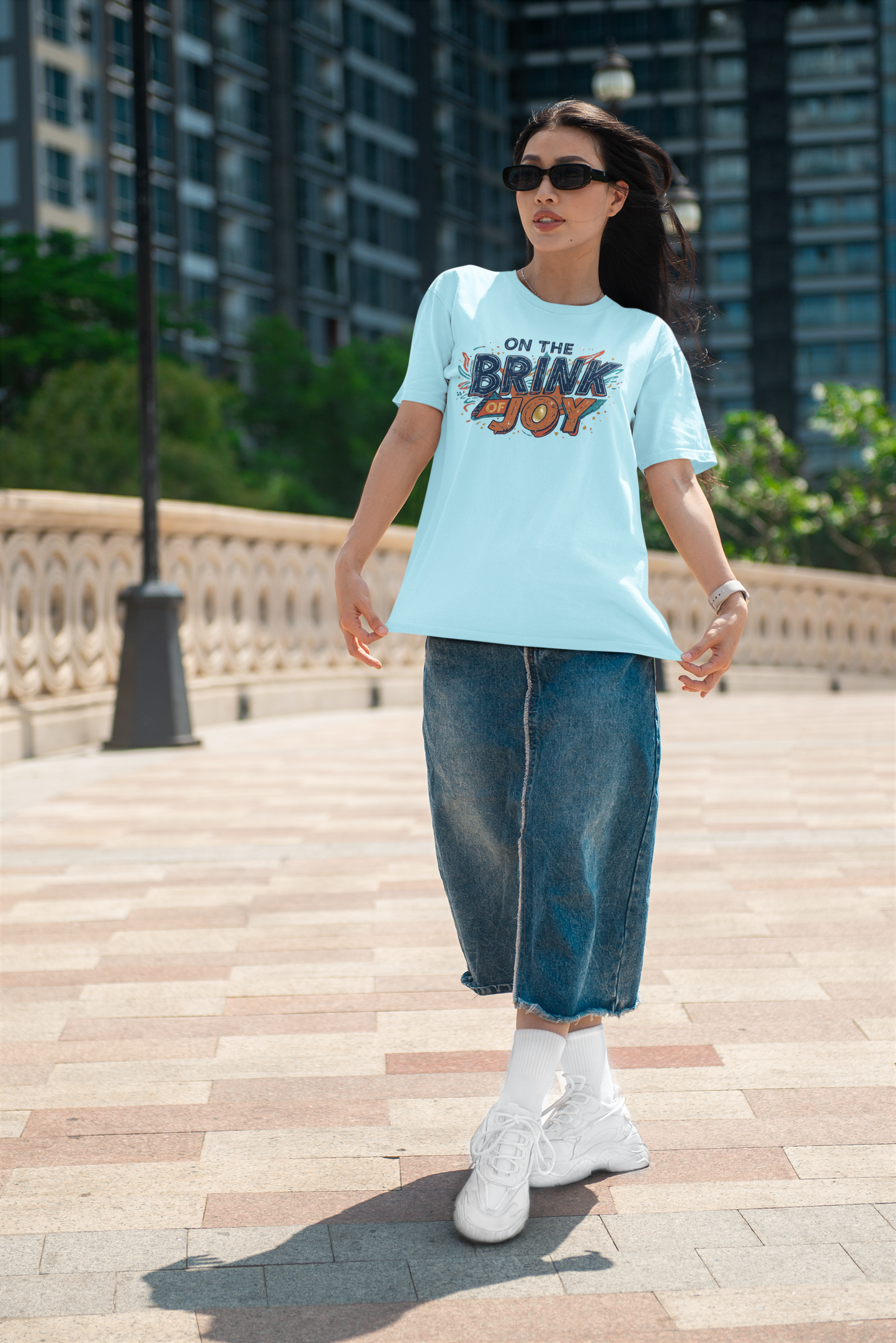 Abstract Typography Bright Tee | Distressed Retro Pop Art Graphic Shirt | On the BRINK of JOY