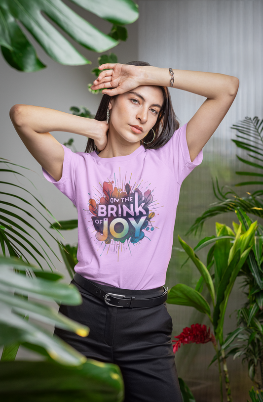 On the Brink of Joy: Radiant Blossom Tee | Colorful Inspirational Graphic T-Shirt