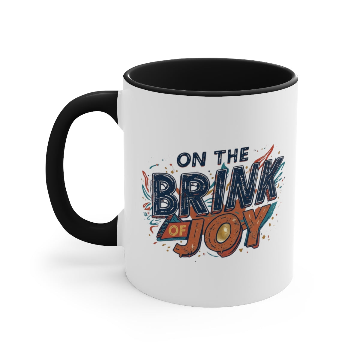 Abstract Typography Bright Accent Mug | 11oz Bold Accent Coffee Mug | On the BRINK of JOY