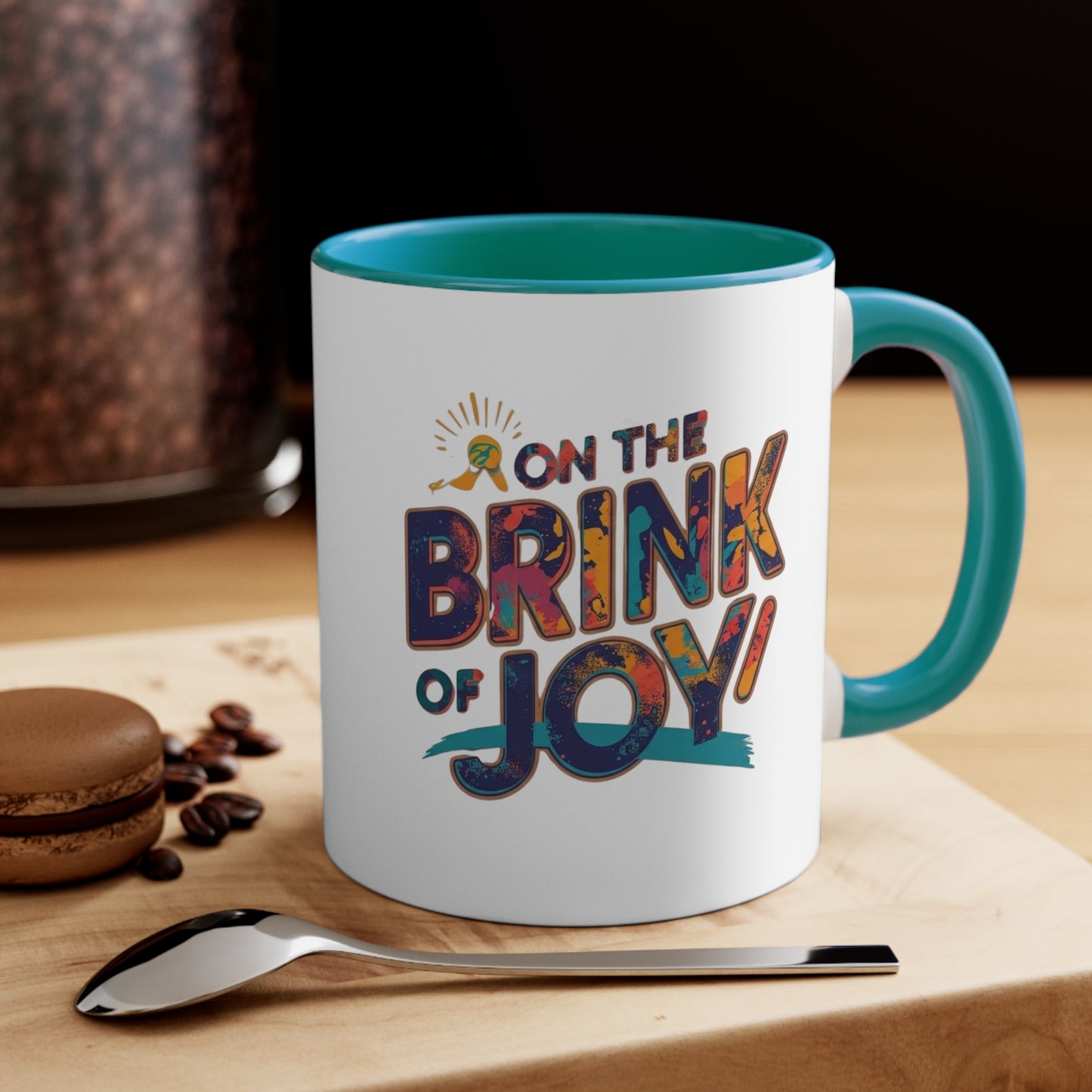 Abstract Typography Accent Mug | 11oz Color Accent Coffee Mug | On the BRINK of JOY
