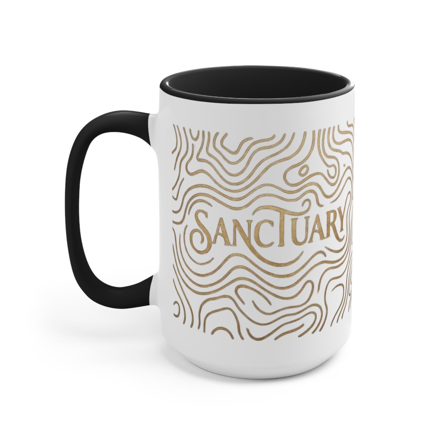 Sanctuary Accent Mug | Gold Line Art Coffee Mug | On the BRINK of JOY
