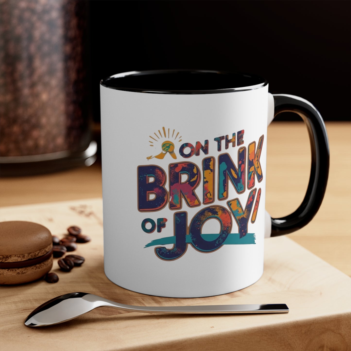 On the Brink of Joy: Abstract Accent Mug | 11oz Bold Two-Tone Inspirational Coffee Cup