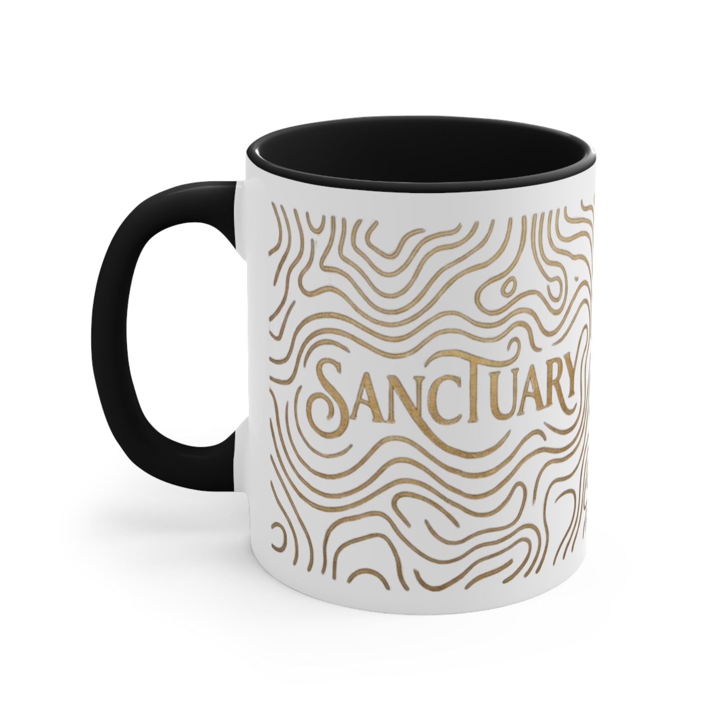 Sanctuary Accent Mug | Gold Line Art Coffee Mug | On the BRINK of JOY