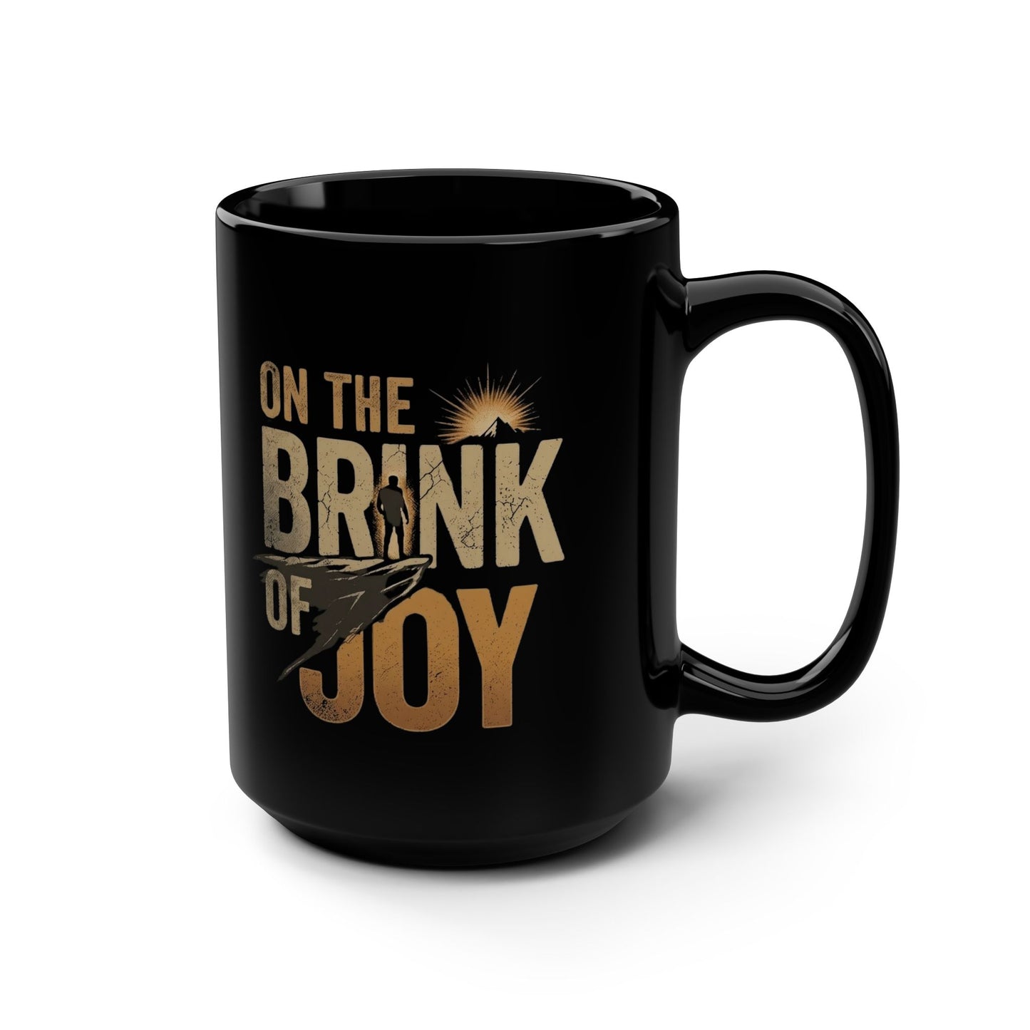 Vintage Mountain Adventure Coffee Mug | 15oz Black Ceramic Mug | On the BRINK of JOY