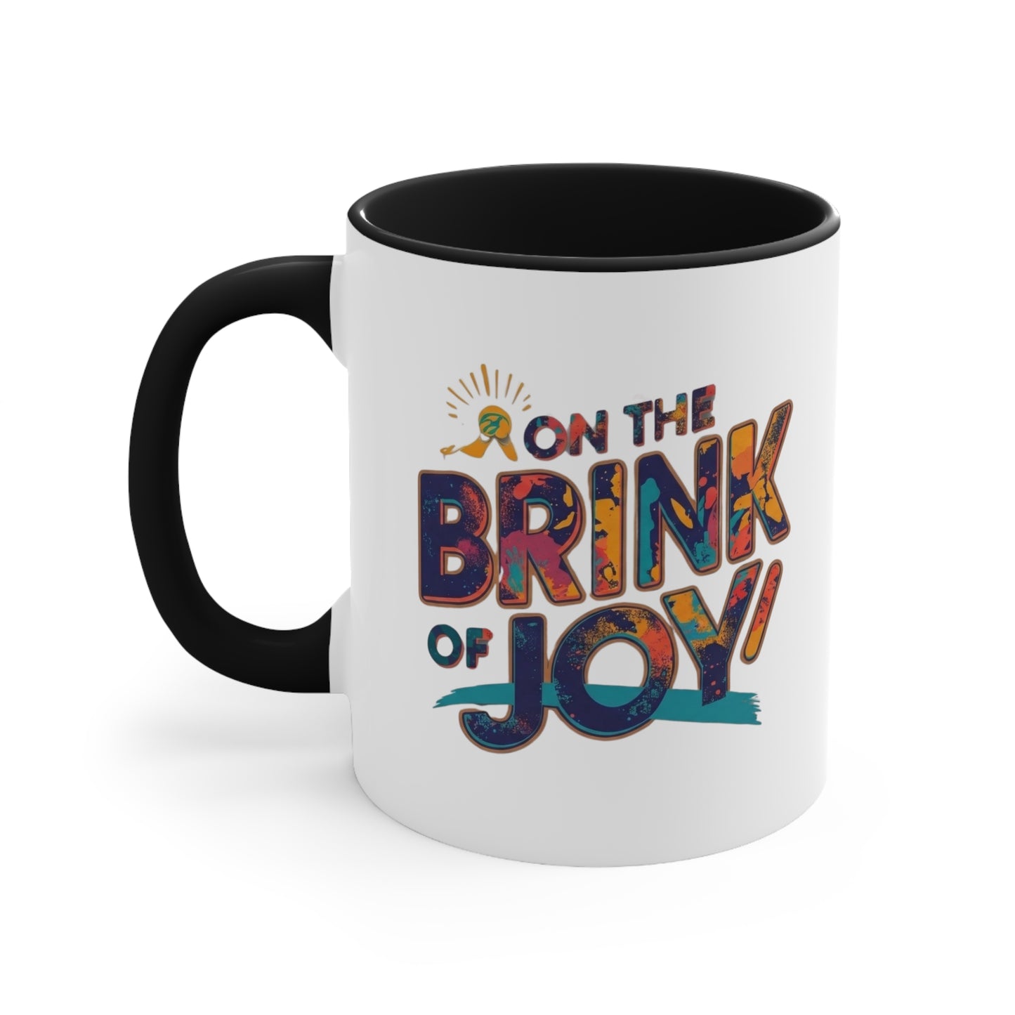 On the Brink of Joy: Abstract Accent Mug | 11oz Bold Two-Tone Inspirational Coffee Cup