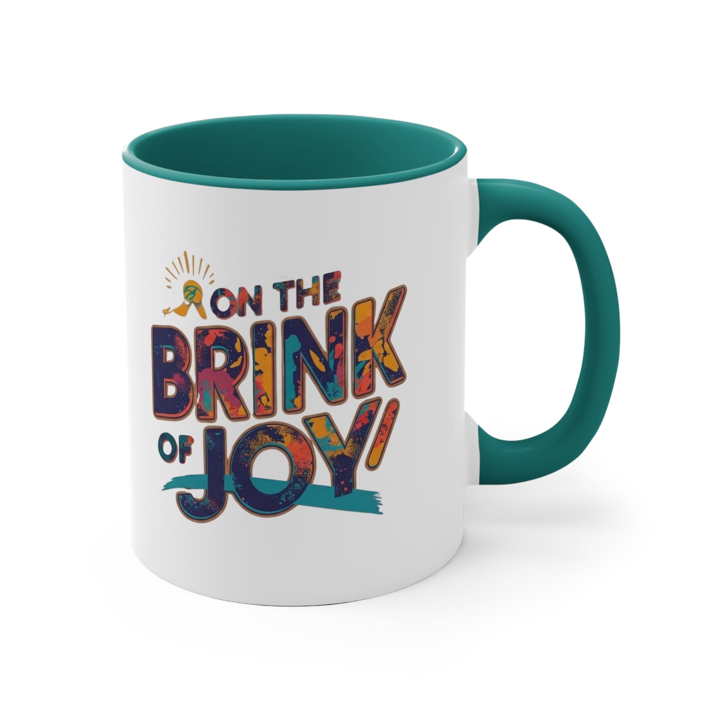 Abstract Typography Accent Mug | 11oz Color Accent Coffee Mug | On the BRINK of JOY