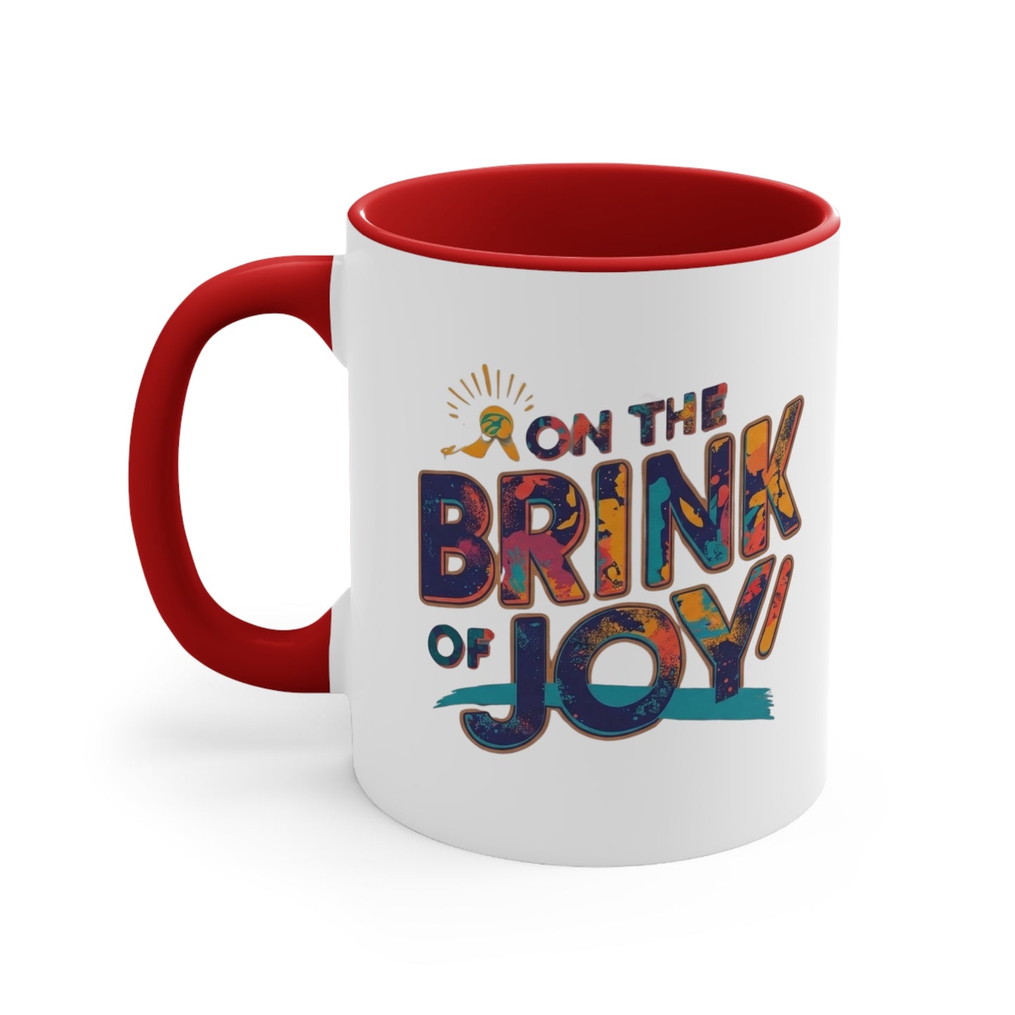 On the Brink of Joy: Abstract Accent Mug | 11oz Bold Two-Tone Inspirational Coffee Cup