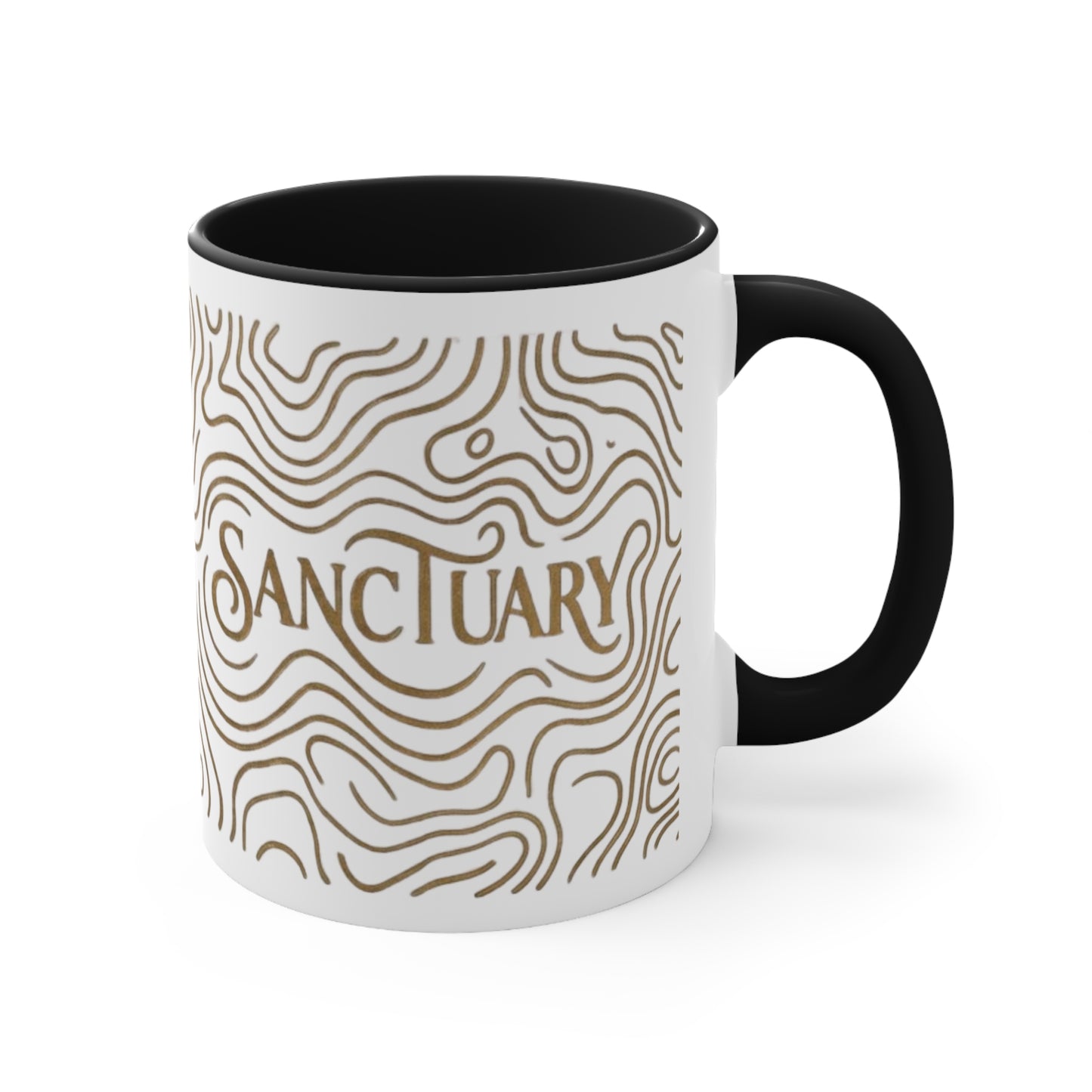 Sanctuary Accent Mug | Gold Line Art Coffee Mug | On the BRINK of JOY
